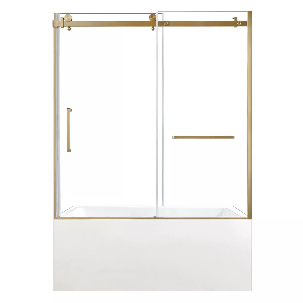 Kingston Tulare KVTAP6032R22C7 60-Inch Acrylic Rectangular 3-Wall Anti-Skid Alcove Tub Combo with Tub Door (Right Hand Drain), White/Brushed Brass