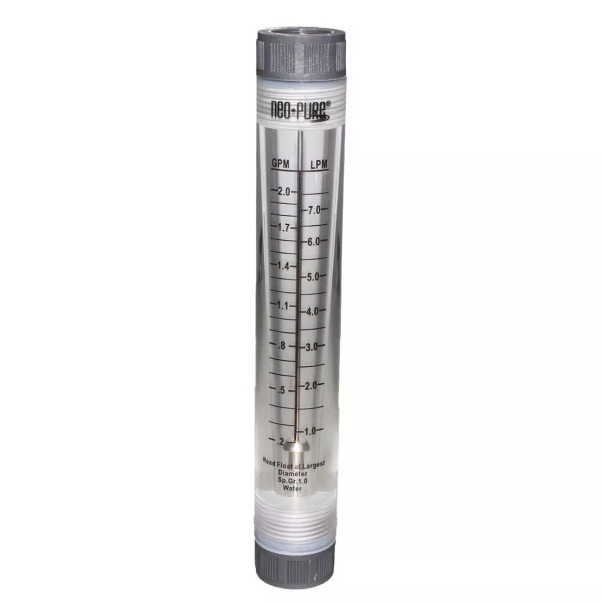 Neo-Pure Inline Flowmeter 0.1-1GPM 1/2" FNPT